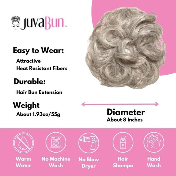 Messy Bun Hair Piece Synthetic Silver Gray Washable & Travel Size for Women & Me main image 4